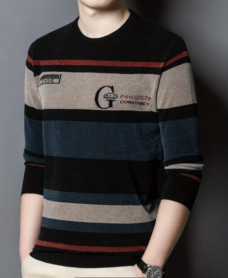 Men's Knitted Sweater Casual Warm High Stretch Crew Neck Pullover Sweater/Winter T-Shirt