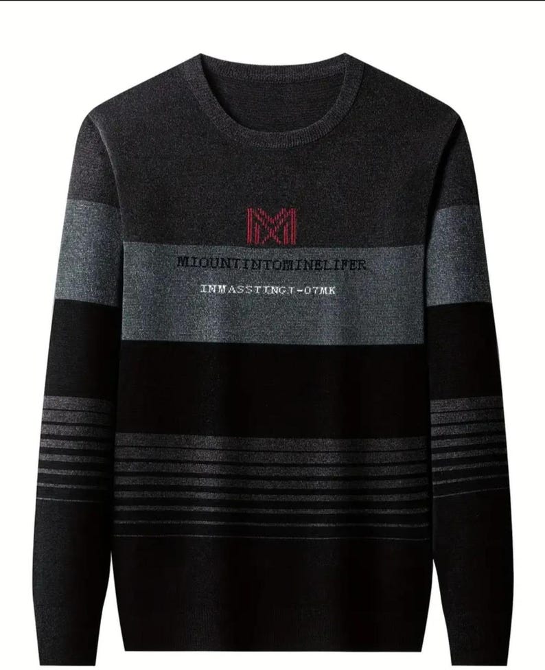 Men's Knitted Sweater Casual Warm High Stretch Crew Neck Pullover Sweater/Winter T-Shirt