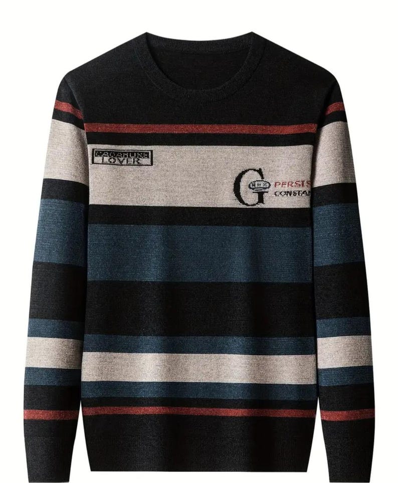 Men's Knitted Sweater Casual Warm High Stretch Crew Neck Pullover Sweater/Winter T-Shirt