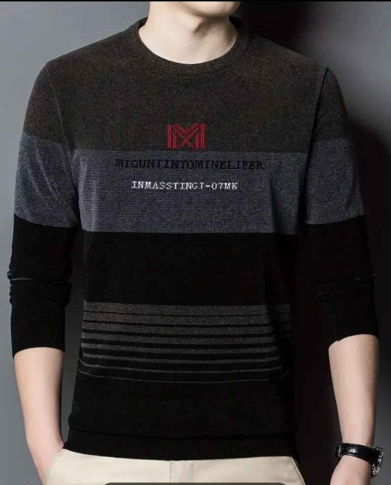 Men's Knitted Sweater Casual Warm High Stretch Crew Neck Pullover Sweater/Winter T-Shirt
