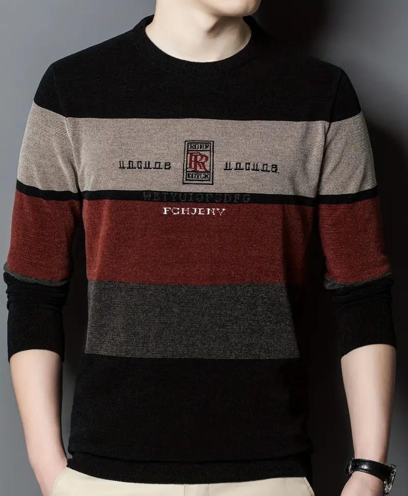 Men's Knitted Sweater Casual Warm High Stretch Crew Neck Pullover Sweater/Winter T-Shirt