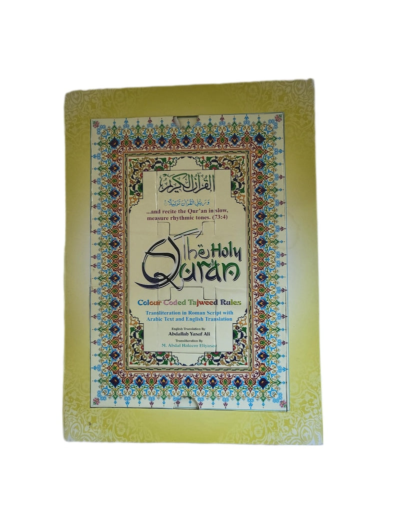 Holy Qur'an Arabic Color Coded Tajweed Roman Transliteration, English Translation