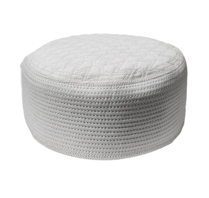 Men's Muslim Hard Kufi Prayer Cap White J. style Kind