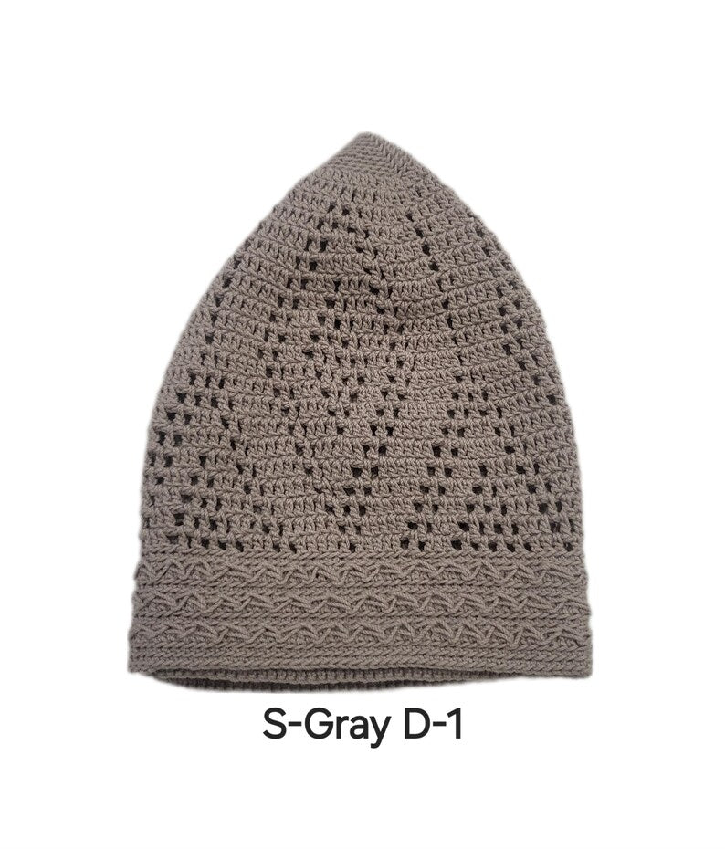 Knitted Cotton-Blend Prayer Kufi: Solid Color Men's Cap (56/57 cm