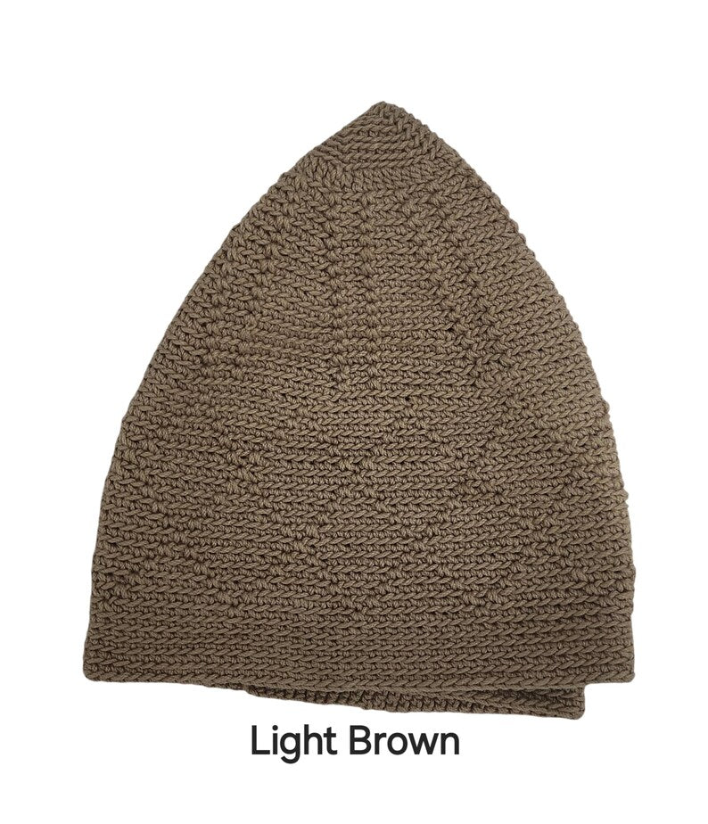 Knitted Cotton-Blend Prayer Kufi: Solid Color Men's Cap (56/57 cm