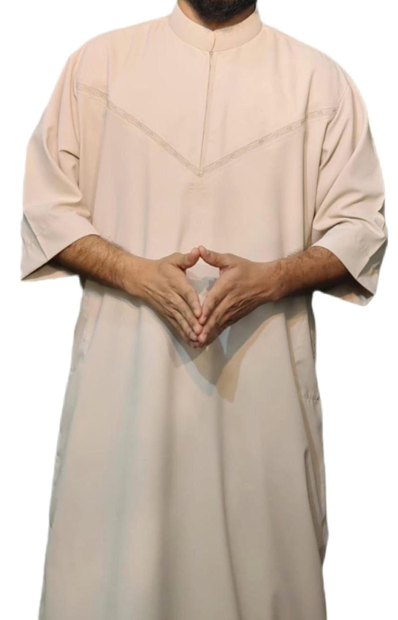 Men’s half Sleeve Thobe Saudi Style – Islamic Arabic Modest Wear